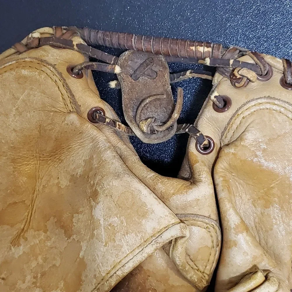 Vintage Rawlings Padded Leather L/H Catchers Mitt Glove Hinged Pad SM 300-G READ